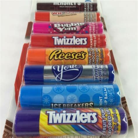 Hershey 8 Flavored Lip Balms Bubble Yum Twizzler Reeses Whopper York Ice Breaker Ebay