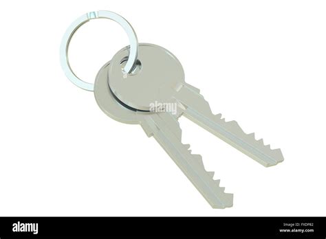 Two Keys On A Keyring 3d Rendering Isolated On White Background Stock