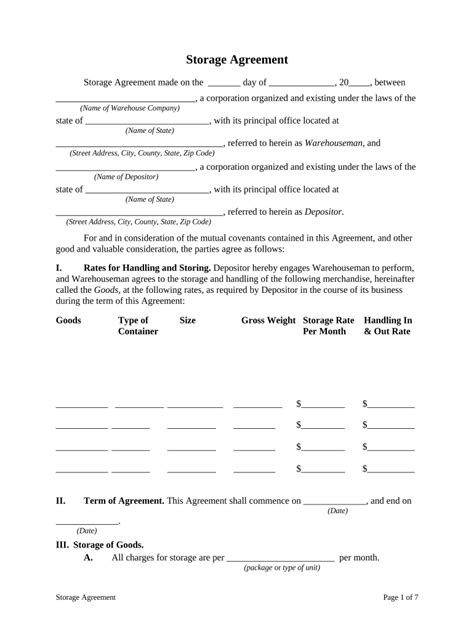 Warehouse Agreement Template