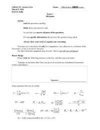 Exam 1Questions For Fundamentals Of Chemistry II CHEM 271 Docsity