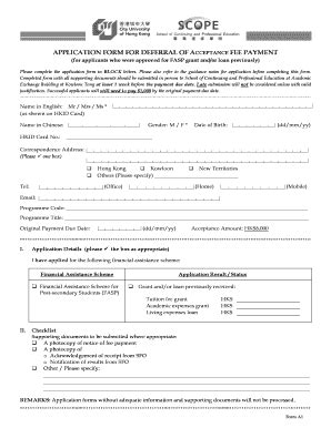 Fillable Online Scope Application Form For Deferral Of Acceptance Fee