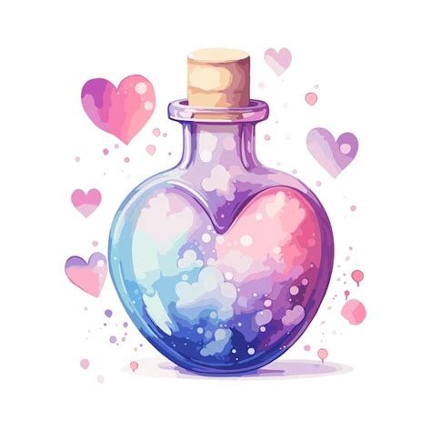 Premium Vector Watercolor Love Potion Potion In Heart Shaped Glass