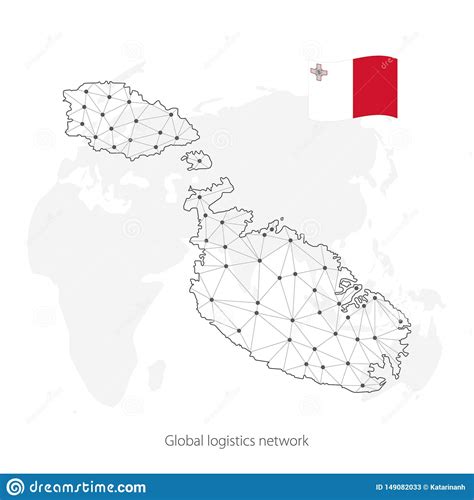 Concepto Global De La Red De La Log Stica Mapa De Red Malta De Las