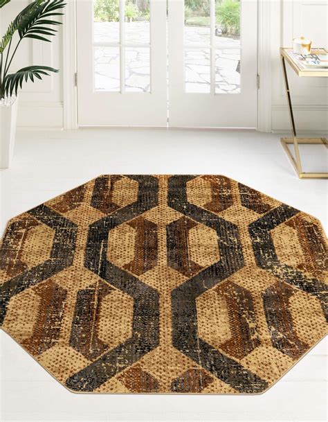 Beige Cream 8 X 8 Saturn Octagon Rug