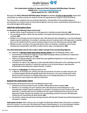 Fillable Online Prior Authorization Conditions For Approval Of ADULT