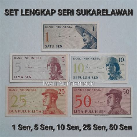 Jual 5 Lembar Uang Kuno Set Lengkap Seri Sukarelawan 1 Sen 50 Sen