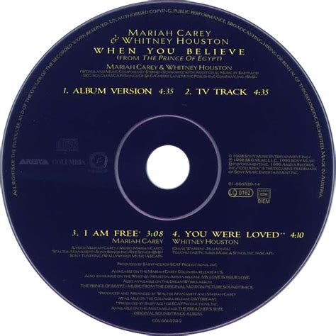 Car Tula Cd De Mariah Carey And Whitney Houston When You Believe From