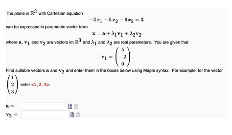 Solved The Plane In R With Cartesian Equation Chegg