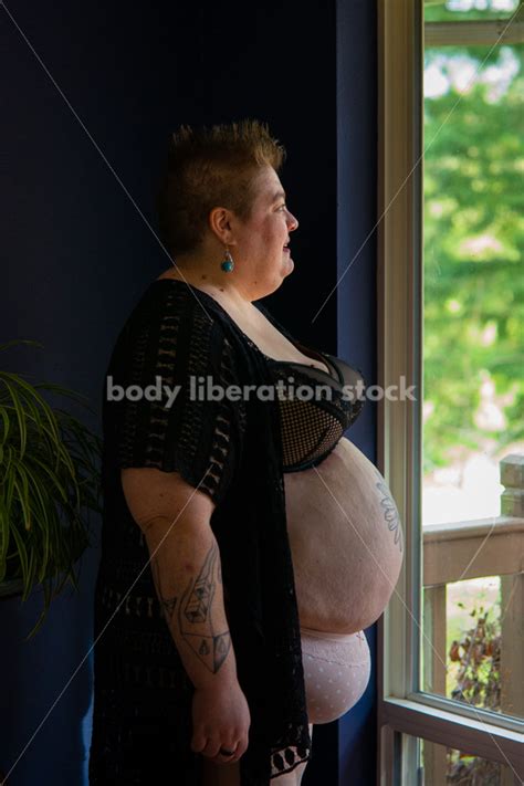 Body Positive Stock Photo Plus Size Woman In Lingerie By A Window