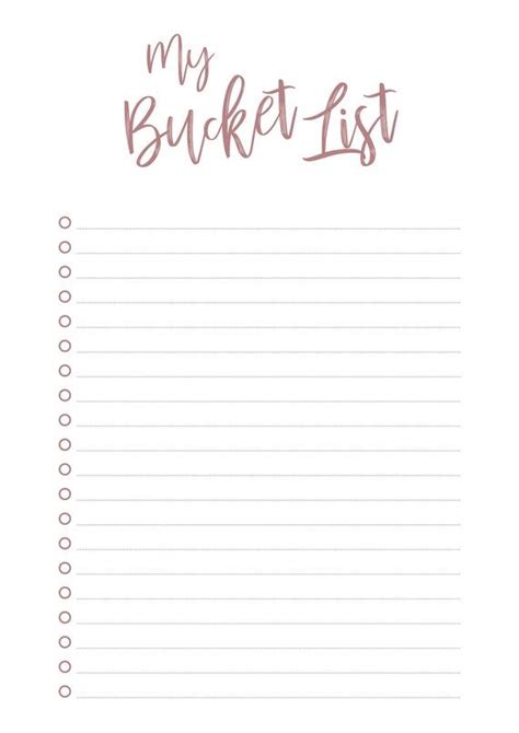 Free Bucket List Printables