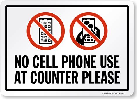 No Cell Phone Use At Counter Please Sign Sku S2 0362