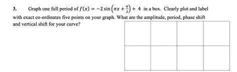 Solved 3. Graph one full period of fx=-2*sin(π*x+π / 2)+ 4 | Chegg.com