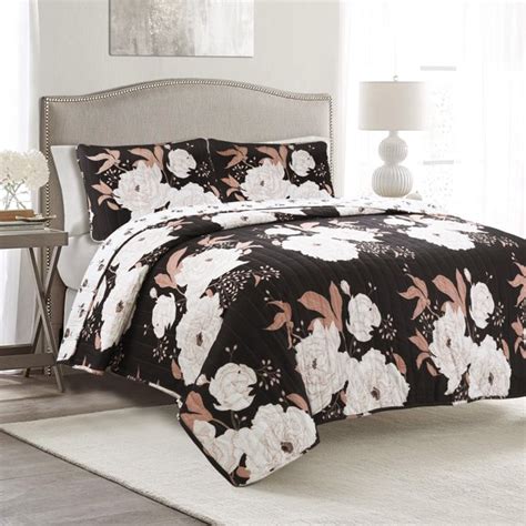 Lush Decor Zinnia Floral 3 Piece Fullqueen Quilt And Sham Bedding Set