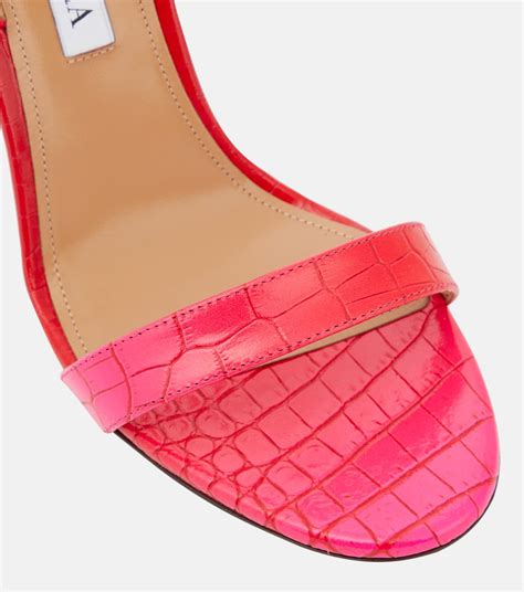 So Nude Croc Effect Leather Sandals In Pink Aquazzura Mytheresa
