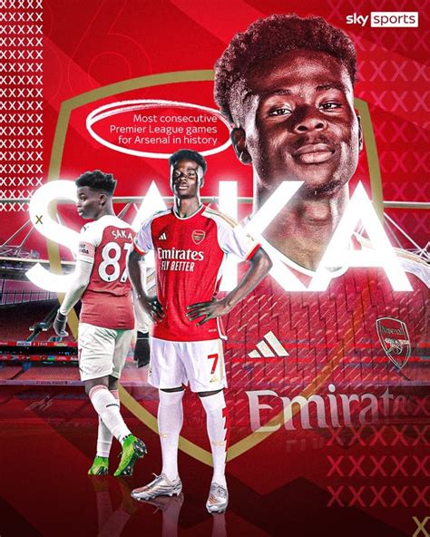 Bukayo Saka Makes His 86th Consecutive Premier League Appearance For