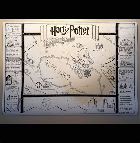 Hand Drawn Harry Potter Hogwarts Map Etsy