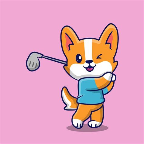 Premium Vector Cute Cat Golf Cartoon Character