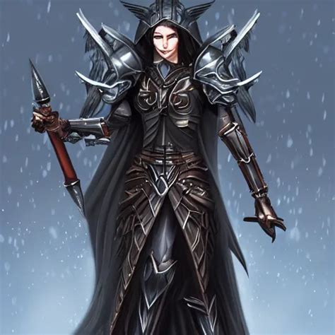 Female Half Elf Paladin Of The Raven Queen In Black Stable Diffusion