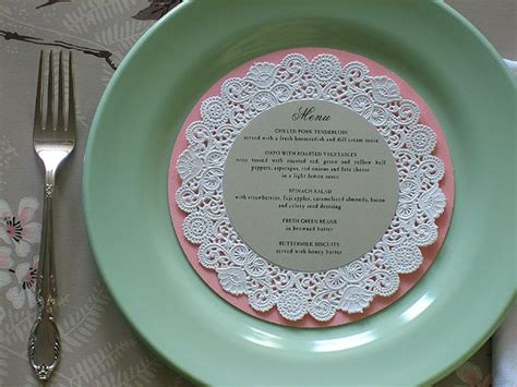 DIY Wedding Place Cards Menus Doily Charger Paper Doilies Wedding