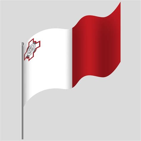 Onde La Bandera De Malta Bandera Maltesa En Asta Vector Emblema De