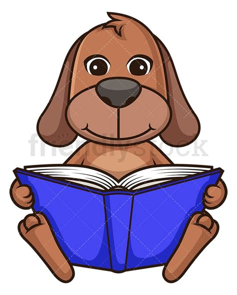 Dog Reading Book Cartoon Clipart Vector - FriendlyStock