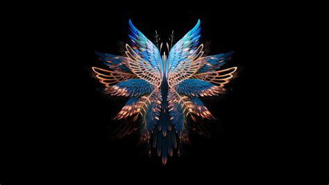 Abstract butterfly Wallpaper 4K, Fold phone, Black background