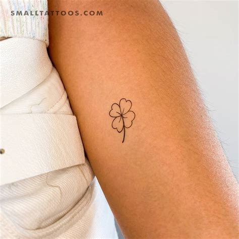 Fine Line Four Leaf Clover Temporary Tattoo