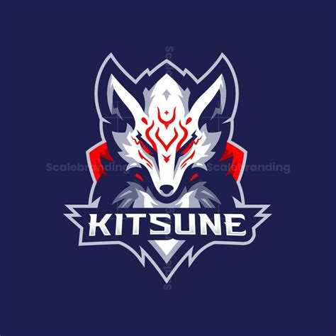 the kitsune logo on a dark blue background with red and white accents ...