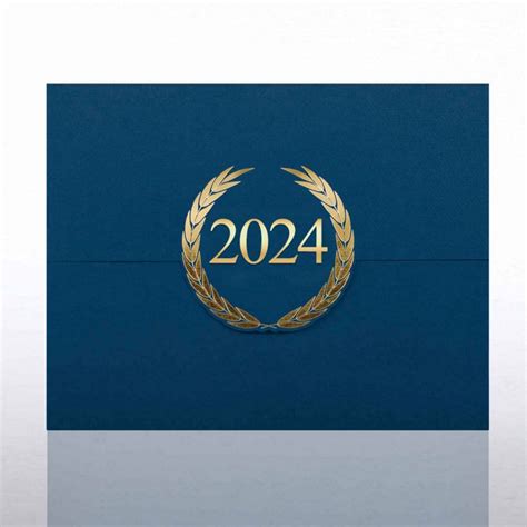 30018bl Foil Stamped Certificate Folder Laurels 2024 Blue