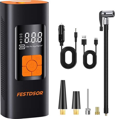 Festdsor Gonfleur De Pneu Portable Psi Gonflage Rapide Usb