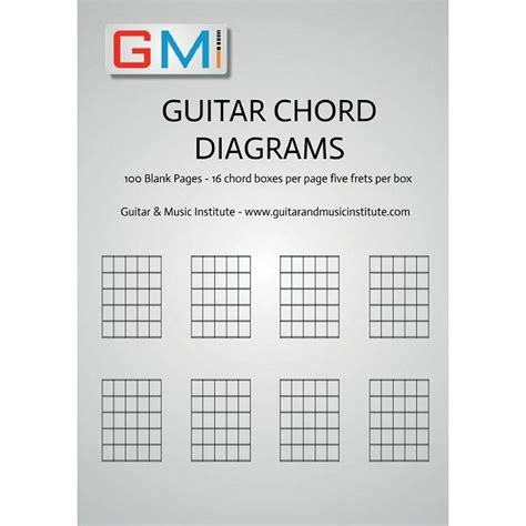 Guitar Chord Diagrams 100 Pages 16 Chord Boxes Per Page Five Frets