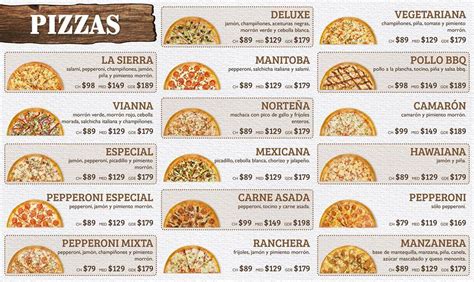 Carta de Pizzeria La Sierra Torreón Blvd de la Senda 350