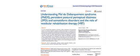 Understanding Mal De Debarquement Syndrome MdDS Persistent Postural