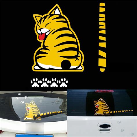 Cat Moving Tail Paws Car Stickers 3d Creative Cartoon Auto Rear