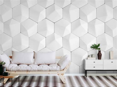 White Geometric Wallpaper: Transform Your Space with 3D Elegance ...