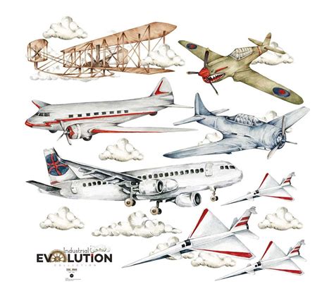 Sticker Mural Histoire Des Avions Évolution Industrielle Stickers BUT