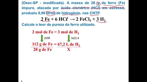 Estequiometria Pureza De Reagentes Aula 2 YouTube