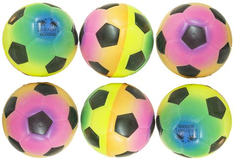 4 Inch Foam Stress Rainbow Soccer Balls Lot Of 6 Pieces Brand New