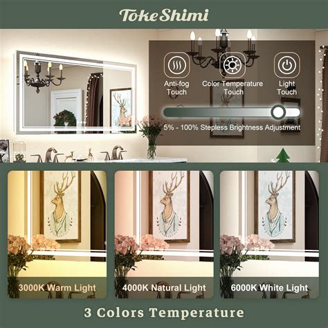 TokeShimi 48x30 Inch Bathroom LED Mirror Front Lighted Backlit Vanity