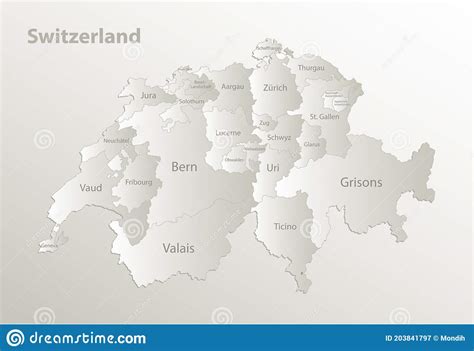 La Svizzera Mappa La Divisione Amministrativa Separa Le Regioni E La