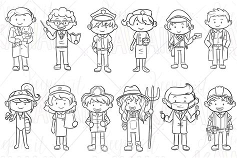 Community Helpers Digital Stamps Education Illustrations Creative