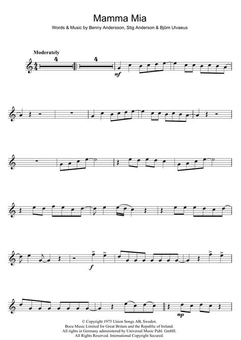 Mamma Mia Sheet Music Direct