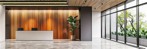 Premium Photo Luxurious Modern Business Lobby Featuring Sleek