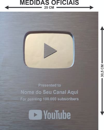 Placa 100k Inscritos Frete Grátis