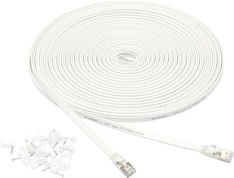 Amazon Basics Flat Cat 7 Ethernet Cable 152m 600mhz Shielded Snagless With Nails For Easy