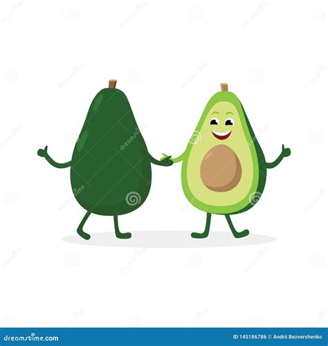 Personaje De Dibujos Animados Del Aguacate Aislado En El Fondo Blanco