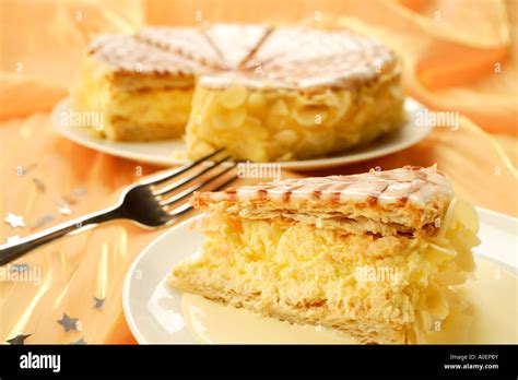 Fresh Cream Slice Stock Photo Alamy
