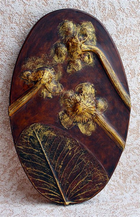 Botanical Relief: Gypsum Panel with Water Plants
