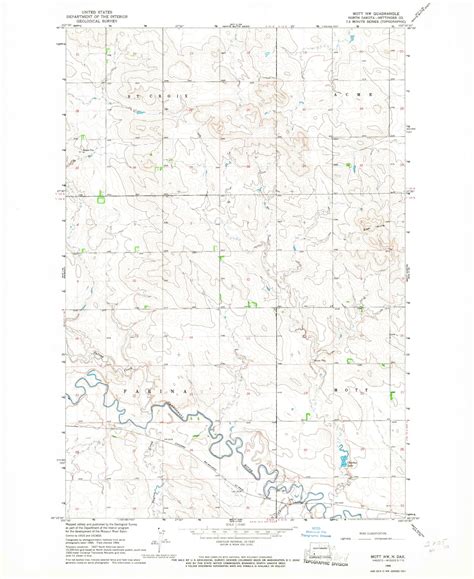 Classic Usgs Mott Nw North Dakota 75x75 Topo Map Mytopo Map Store
