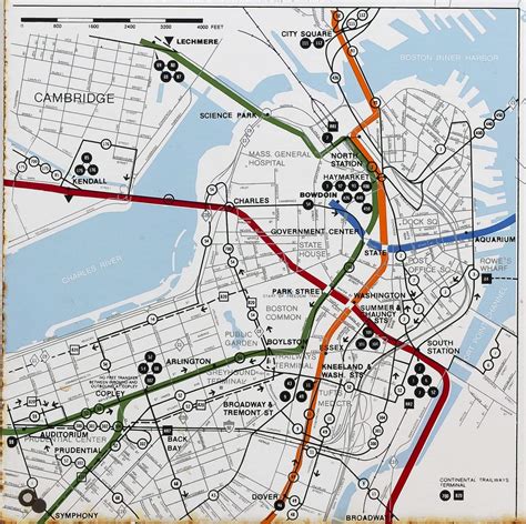 Spectacular Cartographic Artifact Of Bostons MBTA System Rare